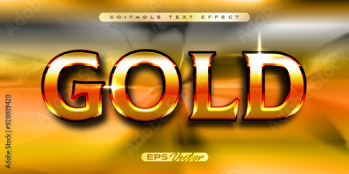 Editable Y2K retro text effect with futuristic 80s classic style gold