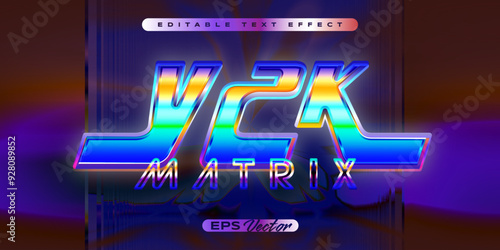 Editable Y2K retro text effect with futuristic 80s classic style matrix
