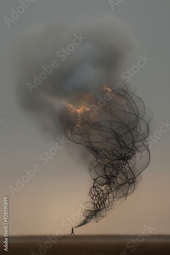 flying air cloud smoke background wire ashes columns explosion drawing dehumanize ourselves sky molten photo