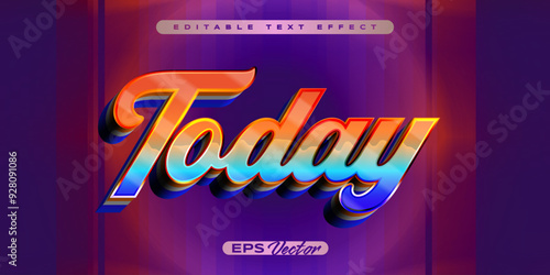 Editable Y2K retro text effect with futuristic 80s classic style today