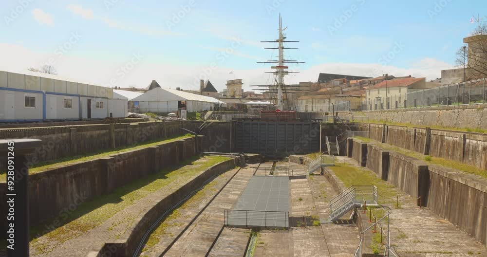 One of the old dry docks in the National Maritime Museum of Rochefort, France. One of the old dry docks in the National Maritime Museum of Rochefort, France.