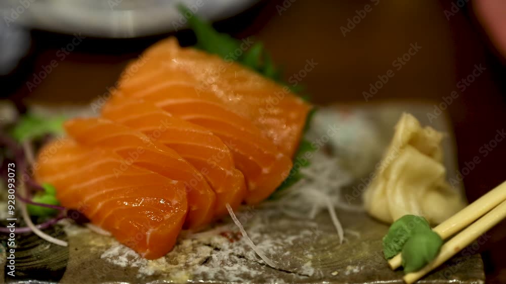 Salmon Sashimi with Wasabi and Ginger Salmon Sashimi with Wasabi and Ginger