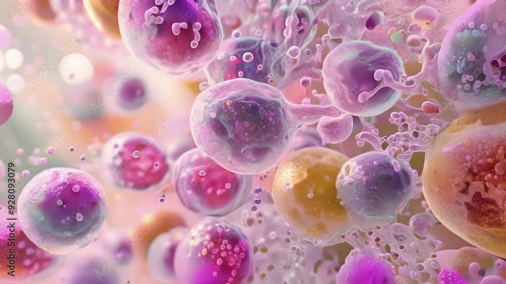 Crosssection of a swollen lymph node with inflamed tissue and an influx of immune cells indicating an ongoing or immune response. Crosssection of a swollen lymph node with inflamed tissue and an influx of immune cells indicating an ongoing or immune response.