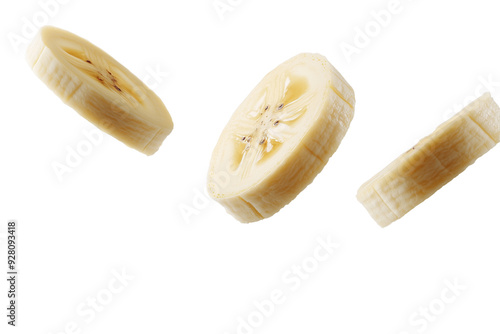 Fresh Banana Pieces Against White Background  Simple and Clean Fruit Photography photo