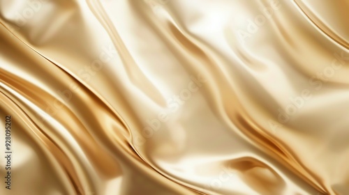 Abstract background of smooth, flowing golden fabric.