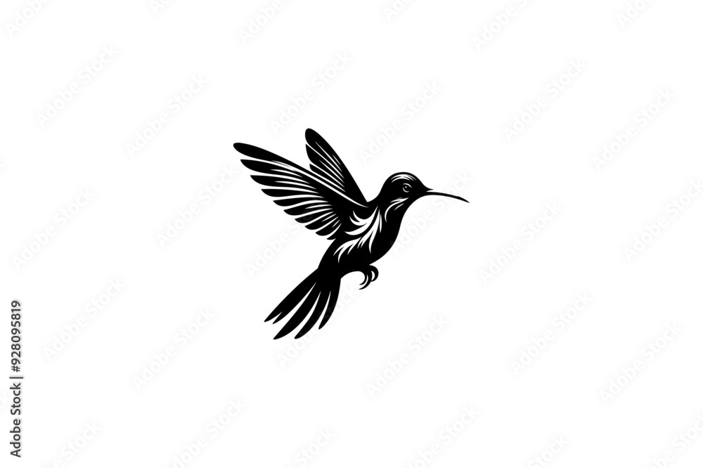 Fototapeta premium Elegant Hummingbird in Silhouette - Vector Art.