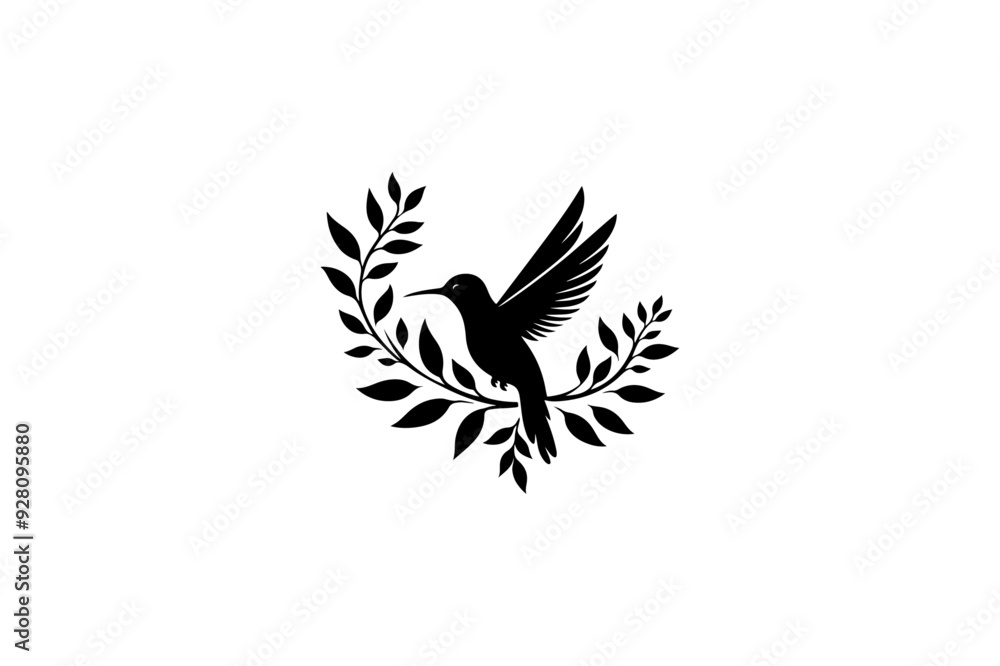 Obraz premium Elegant Hummingbird in Silhouette - Vector Art.