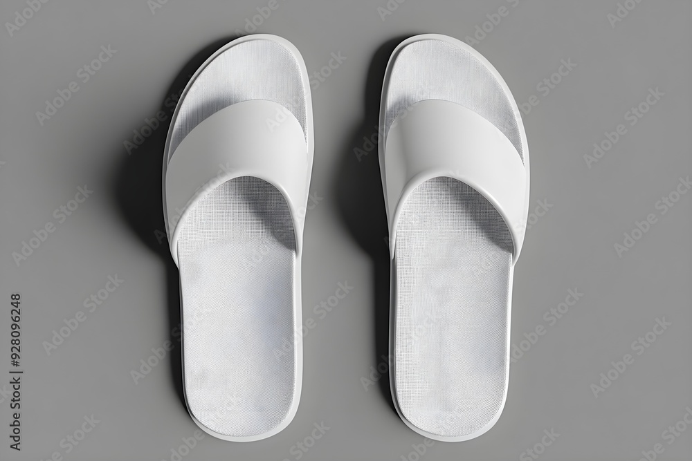 Realistic Top View White Blank Slippers 3D Mockup Realistic Top View White Blank Slippers 3D Mockup