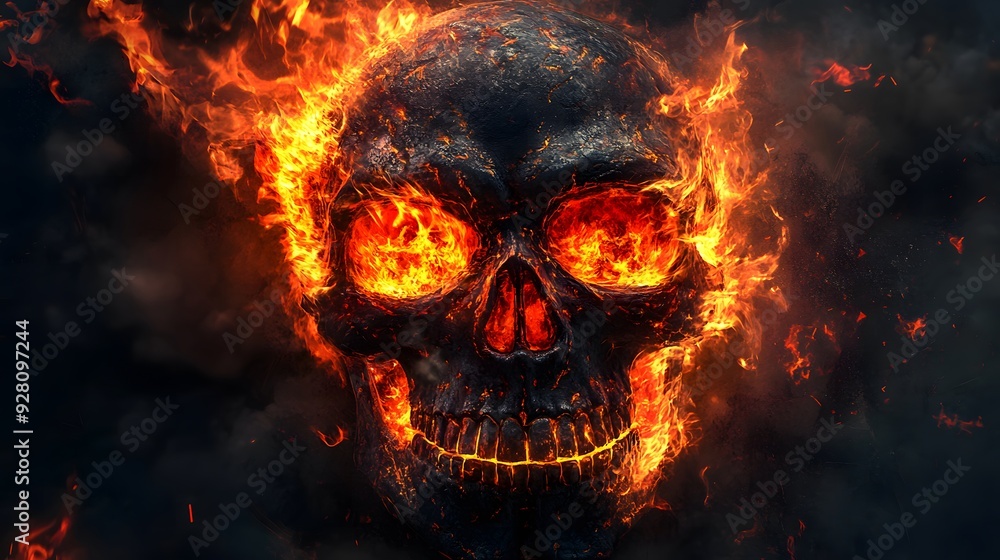 Spooky Evil Skull with Fire for Mobile Wallpaper Spooky Evil Skull with Fire for Mobile Wallpaper