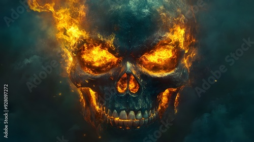 Spooky Evil Skull with Fire for Mobile Wallpaper
