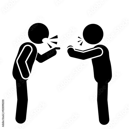 stick figure illustrations and pictograms angry and arguing