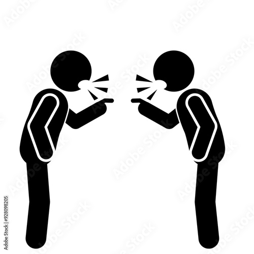 stick figure illustrations and pictograms angry and arguing