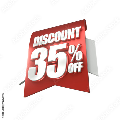 3d sales red and white discount price tag for composition 35 percent, amazing for product promotion