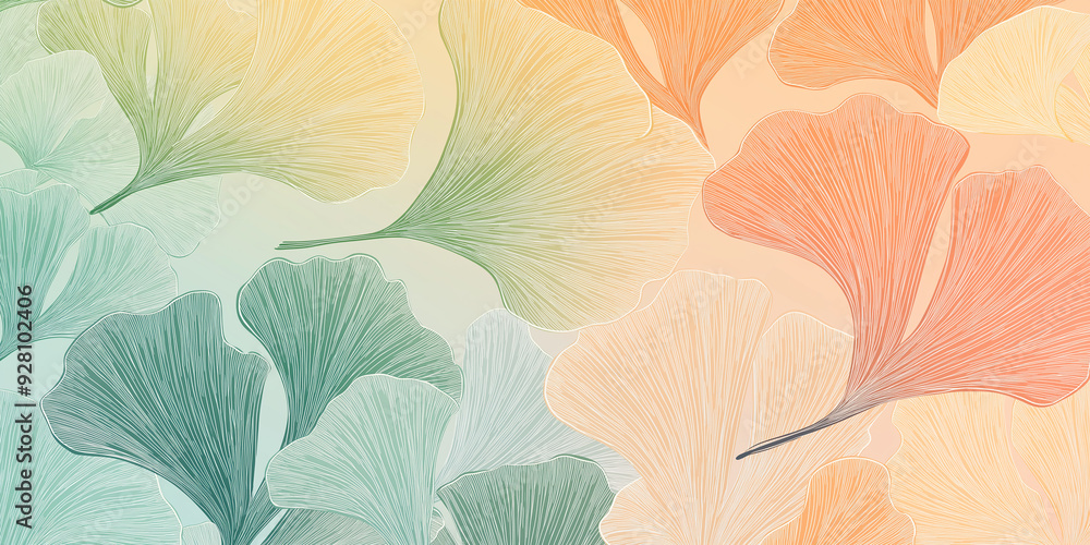 custom made wallpaper toronto digitalGinkgo biloba leaves forming a gradient colored background