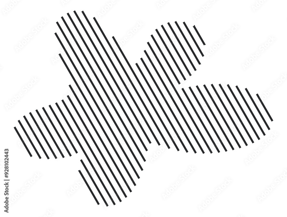 Abstract shape with a diagonal stripe pattern Abstract shape with a diagonal stripe pattern