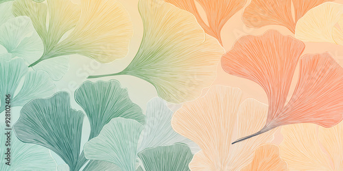 Wallpaper Mural Ginkgo biloba leaves forming a gradient colored background Torontodigital.ca