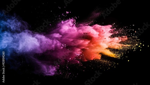 Colorful Powder Explosion Against a Black Background