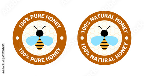100 Percent Pure Honey Logo and 100 Percent Natural Honey Logo