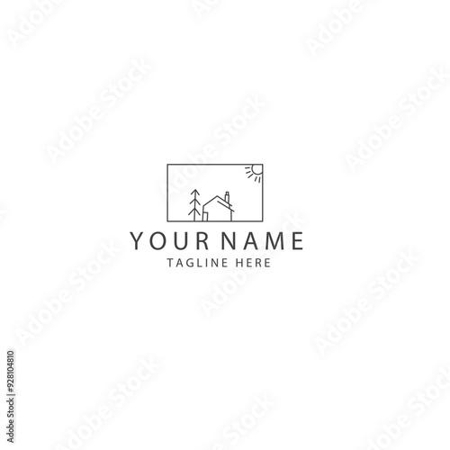 Real Estate Logo Beauty and Nature Concept. Presentation Background and Branding.