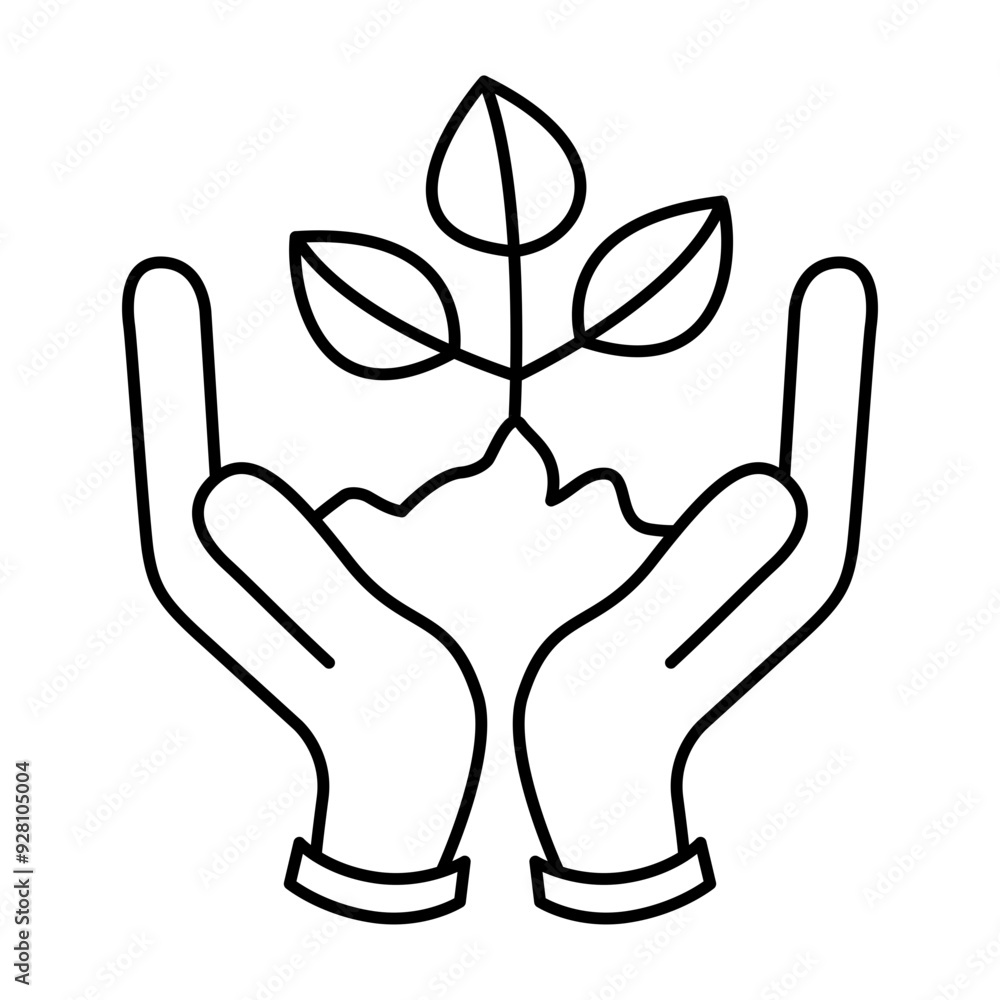 Hand Holding Plant Editable Line Icons. Green Technology, Net Zero, Carbon Neutral and Environmental Sustainability Concept in Minimal Style. Thin Outline Icons Collection Hand Holding Plant Editable Line Icons. Green Technology, Net Zero, Carbon Neutral and Environmental Sustainability Concept in Minimal Style. Thin Outline Icons Collection