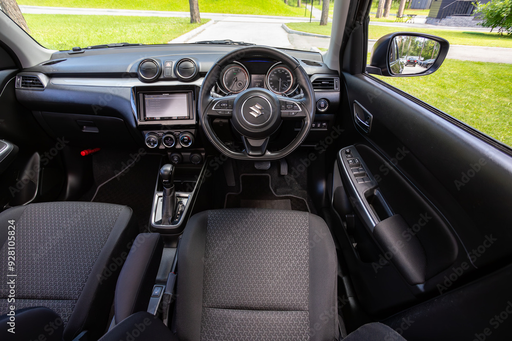 Novosibirsk, Russia - July 10, 2024: Suzuki Swift , Interior of new ...