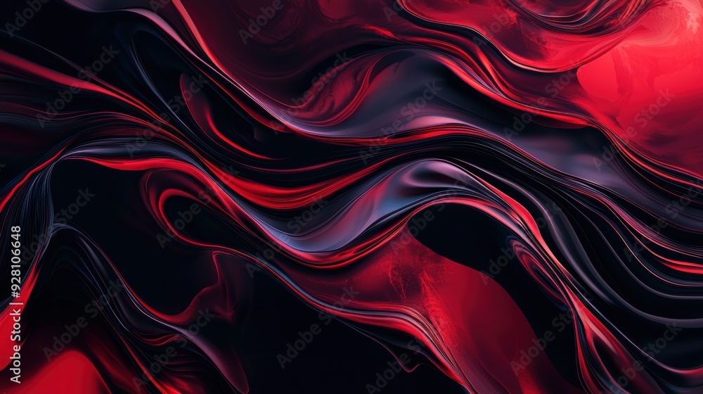 Dynamic Abstract Red and Black Waves with Fluid Patterns and High Contrasts Dynamic Abstract Red and Black Waves with Fluid Patterns and High Contrasts