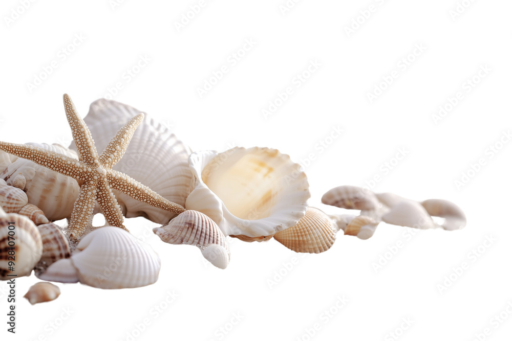 White and beige exotic seashells and starfish on sand, exotic seashells concept. White and beige exotic seashells and starfish on sand, exotic seashells concept.