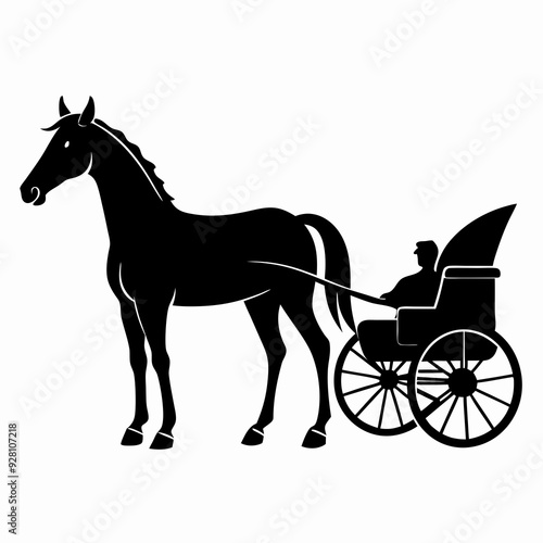 Horse and Buggy black  silhouette illustration photo