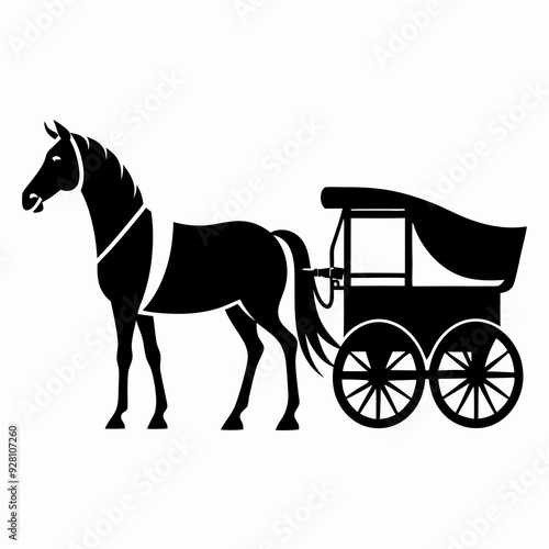 Horse and Buggy black  silhouette illustration photo