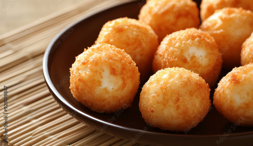 Food photography of crispy cheese croquettes arranged in a plate Food photography of crispy cheese croquettes arranged in a plate