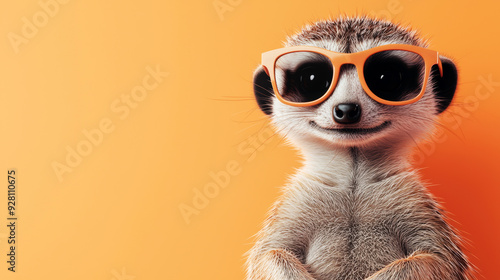 Wallpaper Mural Adorable Meerkat with Orange Sunglasses on Bright Studio Background Torontodigital.ca