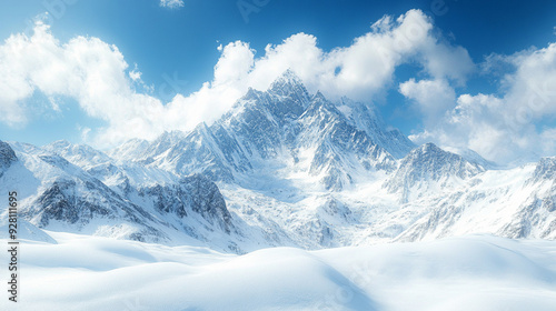 Landscape of snow moutain background.