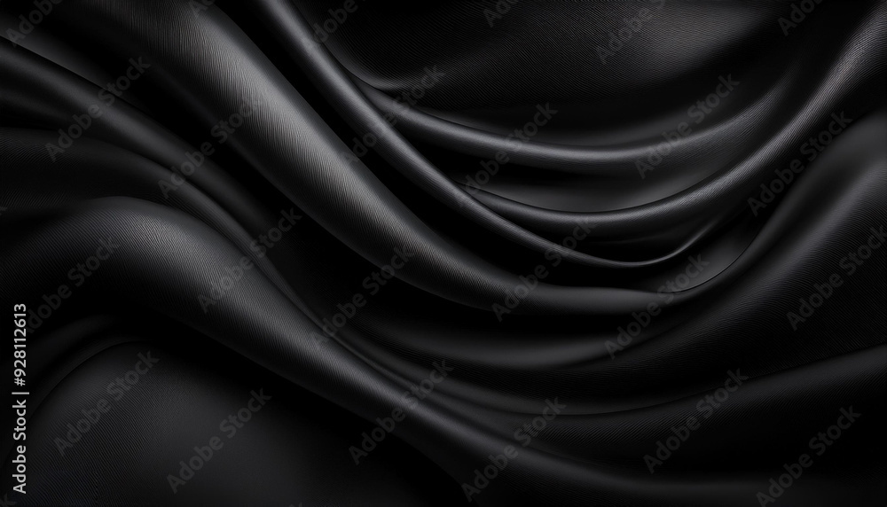 Obraz premium Black background smooth silk wavy header