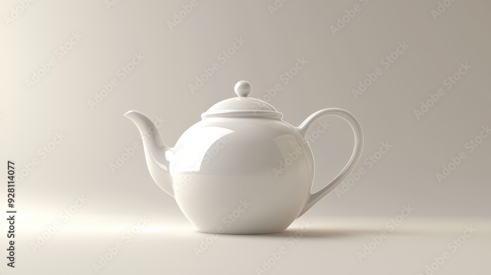 Minimalist Elegant White Teapot Illuminated in Soft Light with Gentle Shadows Minimalist Elegant White Teapot Illuminated in Soft Light with Gentle Shadows
