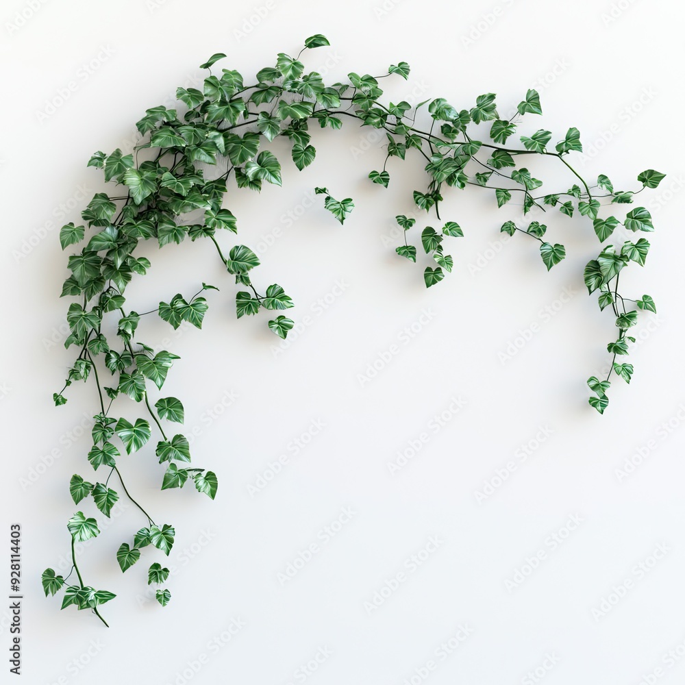 Green ivy leaves gracefully drape against a plain wall, adding a touch of nature and serenity to indoor spaces. Green ivy leaves gracefully drape against a plain wall, adding a touch of nature and serenity to indoor spaces.