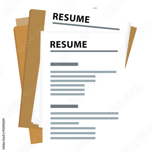 Employer Resume Paper and Document Files Illustration