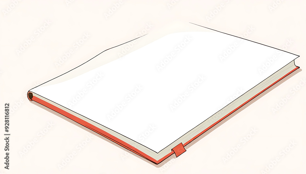 2D Flat-Style Illustration of a Simple Book on a White Background with Clean Lines and Copy Space for Custom Text