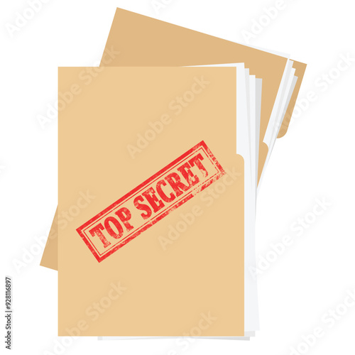 Top Secret File and Document Papers Illustration