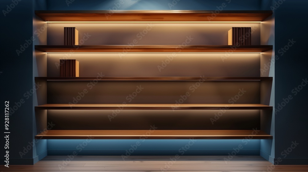 A sleek bookshelf isolated against a stylish background. A sleek bookshelf isolated against a stylish background.