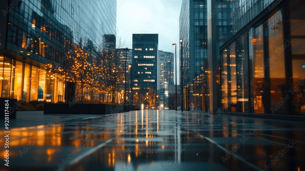 High-Altitude Image of a Modern Urban Area with Tall Buildings and Roads High-Altitude Image of a Modern Urban Area with Tall Buildings and Roads