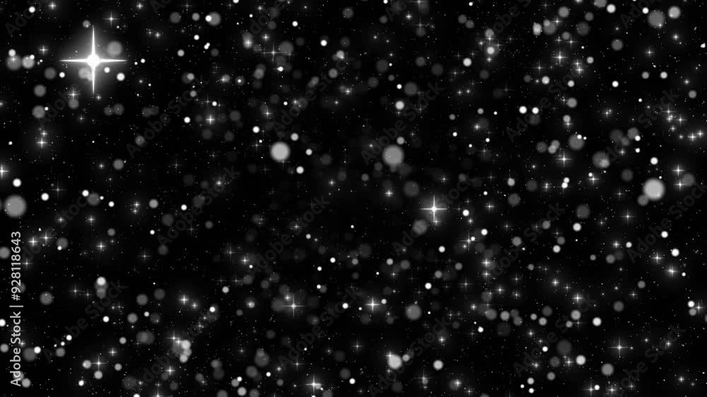 falling light snow particle sparkle dust glittering white from above on black background falling light snow particle sparkle dust glittering white from above on black background
