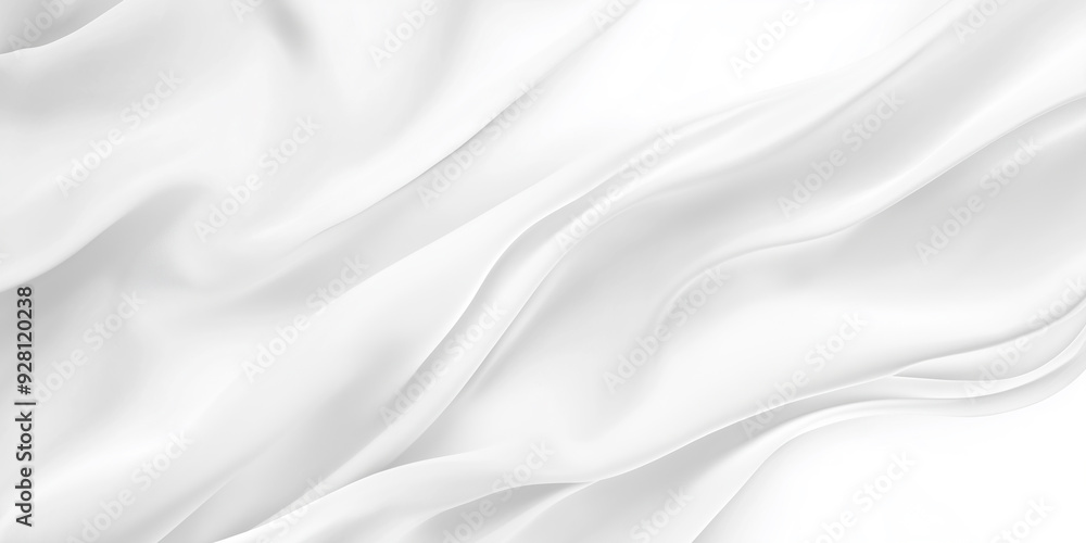 Fototapeta premium Abstract white satin fabric flowing creating soft waves