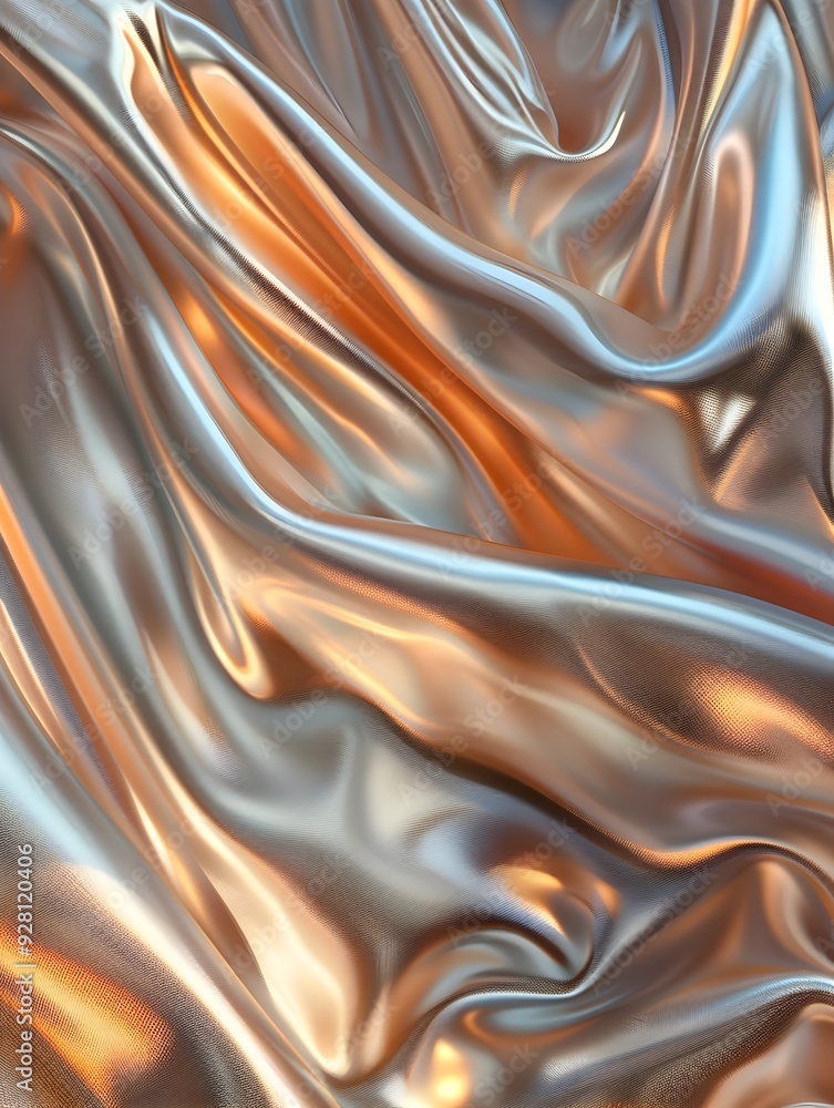 Fototapeta premium Shimmering Silk Fabric Draped in Elegant 3D Rendering With Reflective Texture
