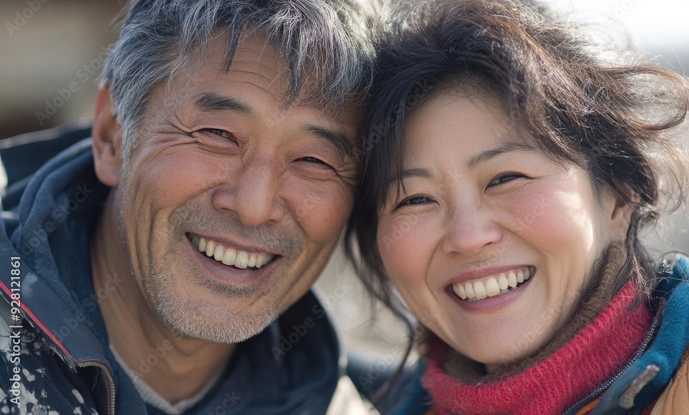 Obraz premium Father and daughter share a heartwarming moment, their beaming smiles and affectionate gestures revealing the depth of their loving connection.