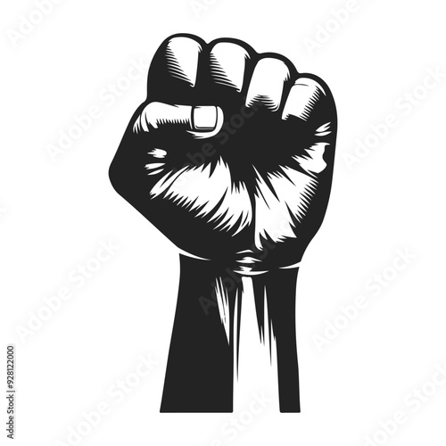 Raised fist logo silhouette vector illustration