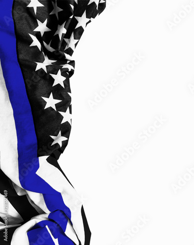 An American flag symbolic of support for law enforcement,usa flag border isolated on white background