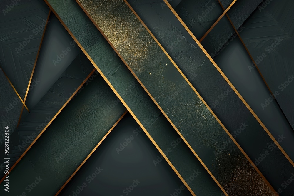 Abstract background with green and gold diagonal stripes. Abstract background with green and gold diagonal stripes.