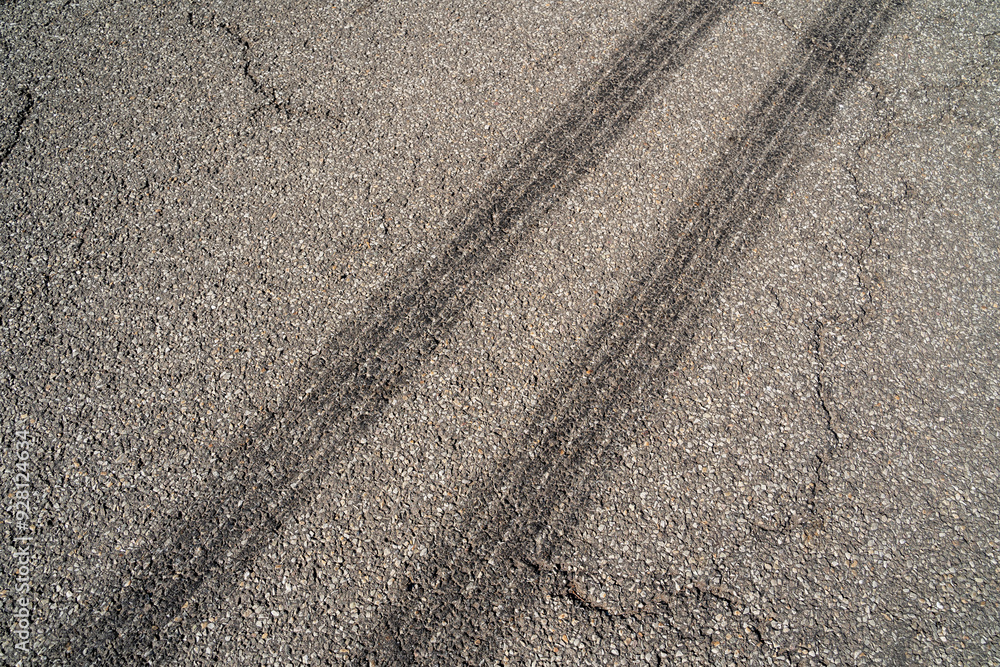 Street with drag marks from cars