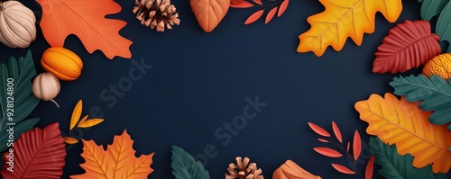 Fall clearance frenzy flat design, top view, forest theme, 3D render, Triadic Color Scheme