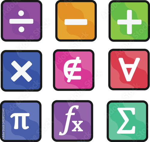 Mathematic Sign and Symbol Icon Set Collection photo